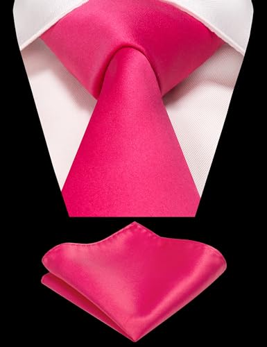 Image of RBOCOTT Solid Color Tie and Pocket Square Hankerchief with Lapel Pin Set for Men