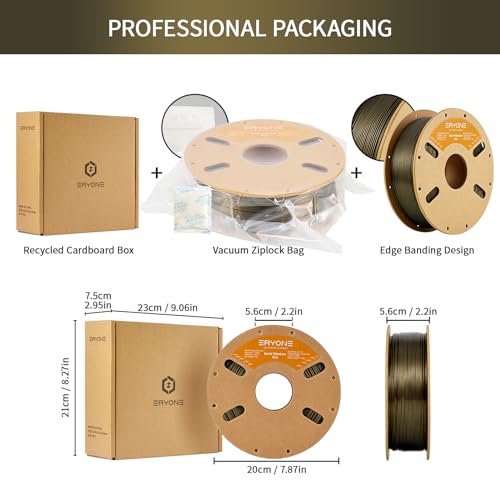 Image of ERYONE Burnt Titanium PLA Filament 3D Printer PLA Filament 1.75mm + /- 0.03mm, Glitter PLA Filament 1KG Cardboard Spool(2.2LBS), Dark Gold