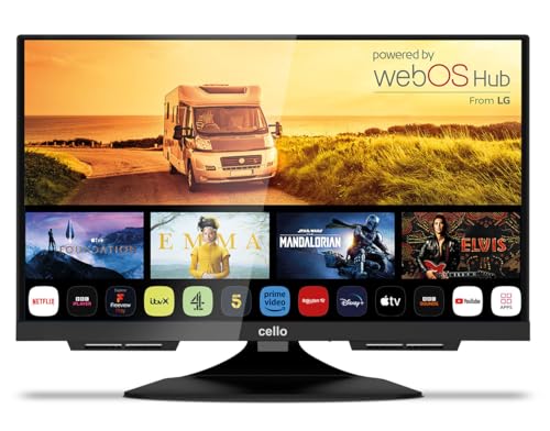 Cello C1924WS Traveller 12 Volt 19 inch Smart Frameless TV Ultrafast WebOS Freeview Play FreeSat Pitch Perfect Speakers Bluetooth Netflix Small TV for Motorhomes