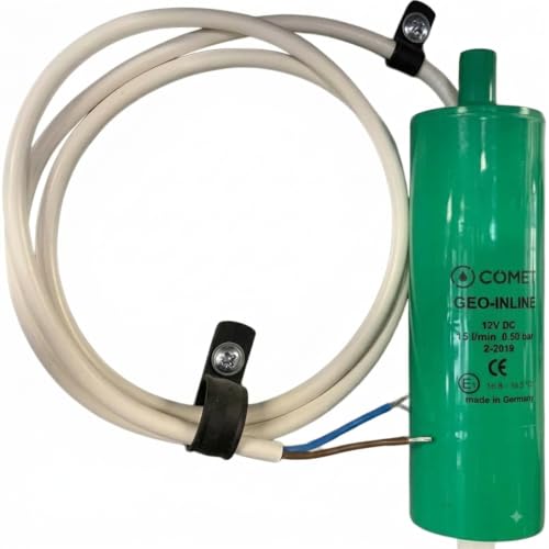CR-MOESANCO Pompa Acqua COMET GEO-INLINE 15 l/min, 12 V CC, 0,6 bar, 45 x 150 mm, per Camper e Roulotte