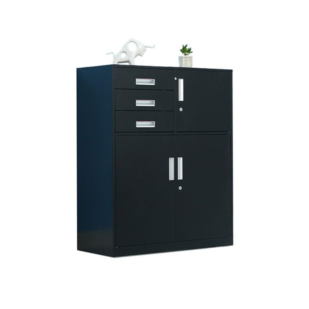 Aioneer Black File Cabinet Multifunctional Office File Cabinet Large Capacity Three-Drawer File Data Storage Cabinet 1 Iron Household Storage Cabinet Filing Cabinet