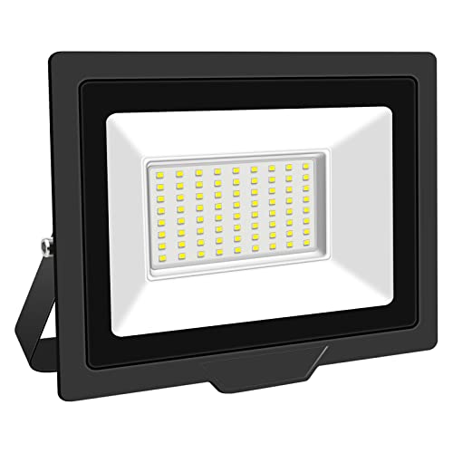 RIGIDON 50W LED Flood Light Outdoor 5000LM Super Bright Outdoor Lights 6000K Daylight White IP66 Waterproof Security Lights for Garden, Garage, Yard (White, 50W)