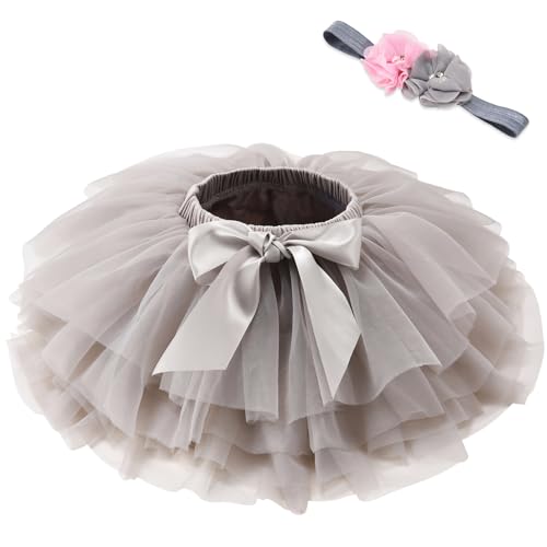 Image of Baby Girl Tutu Skirt with Headband Set Toddler Kids Girls Tutu Dress with Diaper Cover for Age 0-4 Years Old