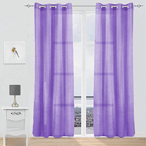GREATOYAR Cortinas Salon Modernas, Cortinas Visillos, Translúcidas Visillos, Cortinas Poliéster, Cortinas para Sala Cuarto Dormitorio Comedor Cocina Salón, 2 Piezas, 140x260cm, Morado Claro