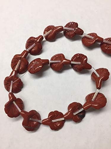 Hand Carved Natural Gemstone Trumpet Flower Beads 25mm, 18 pcs (Red Jasper)