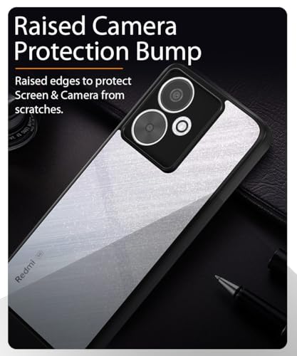 Image of WOW IMAGINE Shockproof Hybrid Back Cover for Xiaomi Redmi 13C 5G | Poco M6 5G | Hard Slim fit Back Case | PC & TPU | Clear Transparent Case - Black