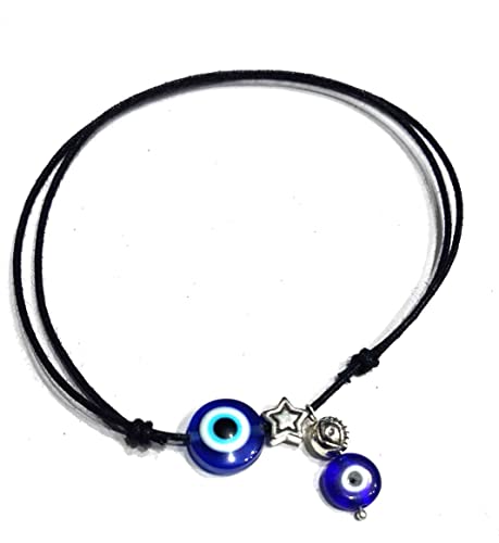 Image of GURJARI JEWELLERS Black Thread With Anklets with oxidised Beads /nazariya anklet (Sqare FEET)