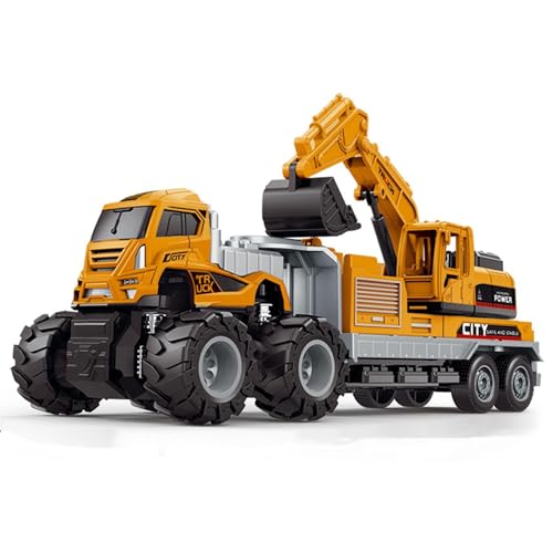 Image of Excavator Toy Truck Toy for Kids Diecast Metal Head Abs Plastic Friction Power Color Yellow