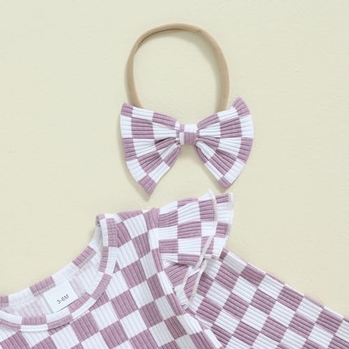 Hnyenmcko Newborn Baby Girl Fall Outfits Rib Frill Long Sleeve Ruffled Romper Solid Pants Headband Set 3Pcs Winter Clothes3