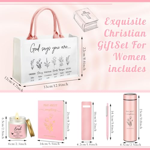 Image of Thenshop 6 Pcs Christian Gift Set for Women Faith, Inspirational Religious Gifts for Women, Catholic Christmas Birthday Gifts for Women Friends, Mother, Sister, Wife(Pink,Bible)