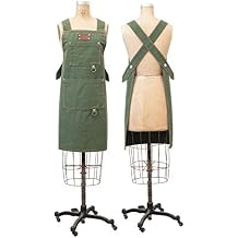 Cotton Canvas Cross Back Apron with Pockets & Rivets, Green