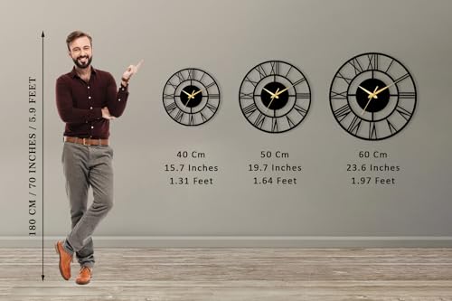 Image of Auromin Luxury Decorative Metal Wall Clock for Bedroom | Designer Big Size Wall Watches for Living Room, Dinning Room, Kitchen, Office | Aesthetic Unique WallClocks for Decoration