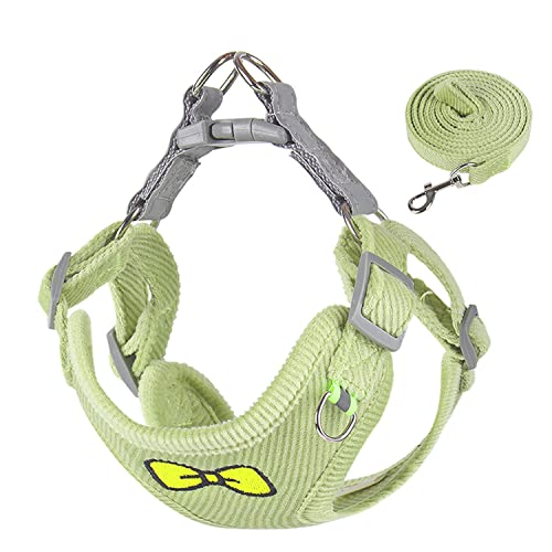TAIANJI Harnais Chien Réfléchissant Arnais Réglable Harnais Chien Anti Traction avec Laisse, Chiot Réfléchissant Respirant Step-in pour Très Petits Et Petits Chiens (M, Vert) Cover