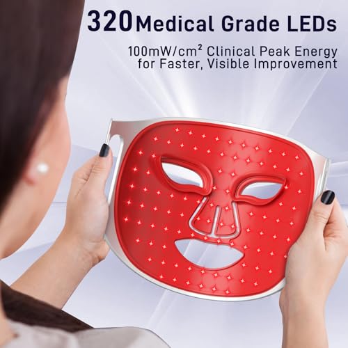 Red Light Therapy for Face, Advanced LED Face Mask Light Therapy, red light therapy Mask - Red, Blue & Infrared Light Therapy for Acne, Wrinkles & Skin Rejuvenation