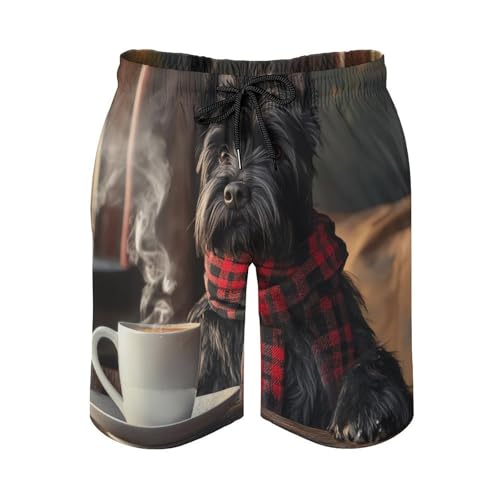 Cute Scottish Terrier Dog Men's Swim Trunks Quick Dry Board Shorts Hawaiian Beach Shorts With Pocket4