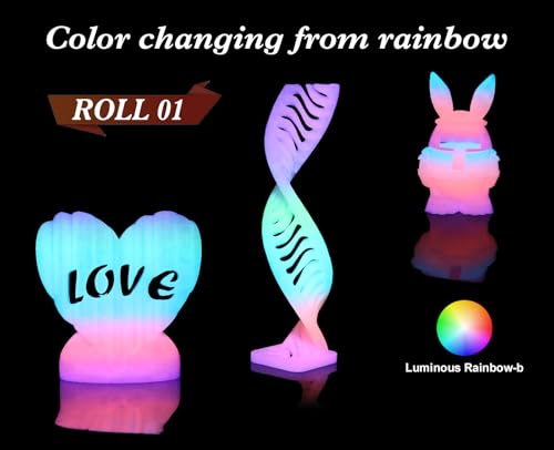 Image of LOVOON Glow in The Dark Filament Multicolor,3D Printer Filament Bundle, PLA Filament 1.75mm, Dimensional Accuracy + /- 0.02 mm,for Halloween and Christmas Decorations, Glow Rainbow, 1KG X 2 Spools