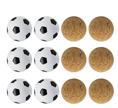 YDDS Foosball Balls for Foosball Table 6pcs Cork Foosball Balls + 6pcs Classic Table Soccer Balls