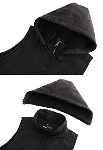 Spanye Men’s Outdoor Hoodie Vest Warm Polar Fleece Work Fishing Safari Multi Pocket Jacket4