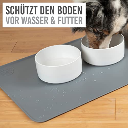 KaraLuna© Basic Silikon Unterlage 60x40 cm, grau I rutschfest Napfunterlage für Hundenapf Katzennapf I Futtermatte Hunde Katzen Matte