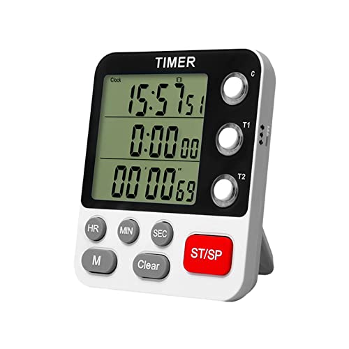 MY99 USHOMI Küchentimer Digitale Timer - 3 Kanäle Magnetischer Count Up & Countdown Timer Uhr mit großem LCD-Display und Einstellbarer Lautstärke, 99 Stunden digitaler Timer für Kinder und Lehrer Cover