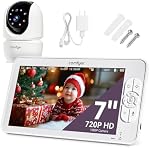 Comfyer BM01 7" HD Baby Monitor avec caméra et audio, 13 Cr 6000mAh La batterie fonctionne 2 Jours VOX Mode, vision nocturne automatique, preuve de piratage, télécommande PTZ