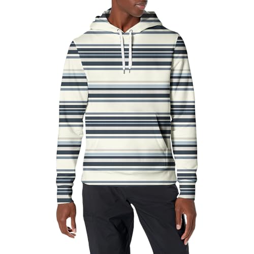 LOAIHA Mens Classic Striped Pullover Hoodie Cotton Blend Long Sleeve Sweatshirt With Kangaroo Pocket For Casual Wear