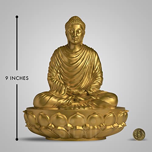 Image of SILAII Gautama Buddha Statue for Home Decor - 9 Inch | Gold Buddha Showpiece for Home & Office | Spiritual Buddha Idols for Home Decor