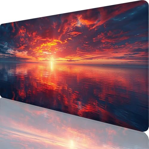 Large Gaming Mouse Pad 24 x 12 in, Black Mouse Mat Dream Desk Mat with Stitched Edges, Waterproof Soft Extended Desk Pad with Non-Slip Rubber Base, Pc Accessories for Game Office Decor Gifts 9-4o
