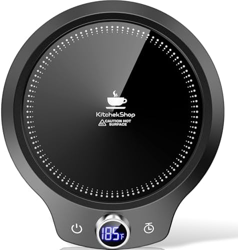 KitchekShop Coffee Mug Warmer, Fast Heating Mug Warmer with - 4 Temp Settings & 1-12H Timer Auto Shut Off, Ideal Gift Electric Beverage Coffee Warmer for Desk Tea Milk and Candle Wax