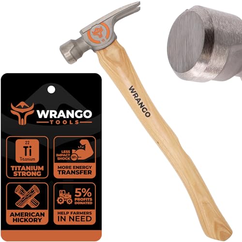 Wrango Tools 14oz Titanium Hammer - Smooth Face Framing Hammer with 38mm Diameter Pole & Curved 17