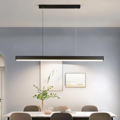 Lámpara LED regulable para isla cocina moderna colgante negra ajustable 5