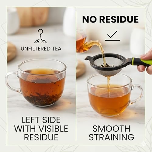 Image of Signamio Tea Strainer Steel Fine Mesh Strainer Stainless Steel Handheld Tea Strainer for Loose Leaf Herbal Infuser Reusable Filter for Cups Mugs Pots Home Kitchen Use