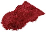 matches21 Kunstfell Dekofell Fellteppich Teppich Schaflangflor mittelgroß Faux 1 STK 80x50 - rot