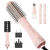 Round Brush Blow Dryer Hair Dryer Brush in One, Dual Voltage 45mm Round Barrel Root Booster for Drying & Styling, 2-in-1 Titanium Brush Dryer with Ionic Technology for More Shine and Less Frizz