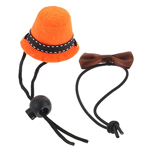 POPETPOP Sombrero de Lagarto Bowtie Set Barbudo Dragón Hat Lagarto Gorra Pequeño Animales Bowtie Bebado Dragón Lagarto Traje para Lagartos de Reptil Lagartos Naranja Cover