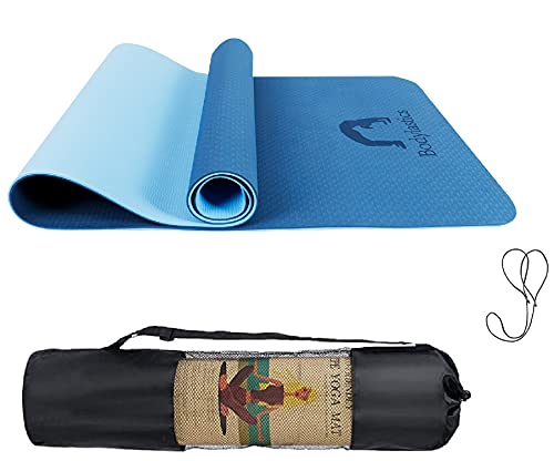 Image of Bodylastics Yoga Mat for Men and Women with Carry Bag TPE 6ft x 2ft x 6mm Large Size Anti Slip & Anti Tear Workout Mat