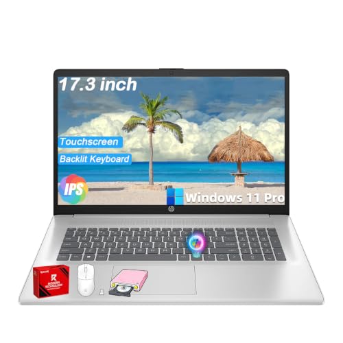 Image of HP 17 Touchscreen Laptop Computer, AMD Ryzen 5 7430U, 20GB RAM, 1TB SSD, Backlit Keyboard, 17.3 Inch Large Anti-Glare Display, Wi-Fi 6, AI Copilot, Windows 11 Pro, Business & Student Computer