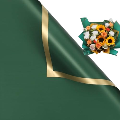 Papier cadeau vert rétro pour emballage de bouquet et créations - 2
