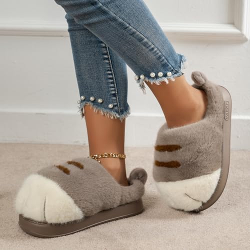 Cat Paw Slippers, Cat Slippers For Women, Indoor Outdoor Slippers Women Warm Fluffy Furry Winter Bedroom House Shoes3