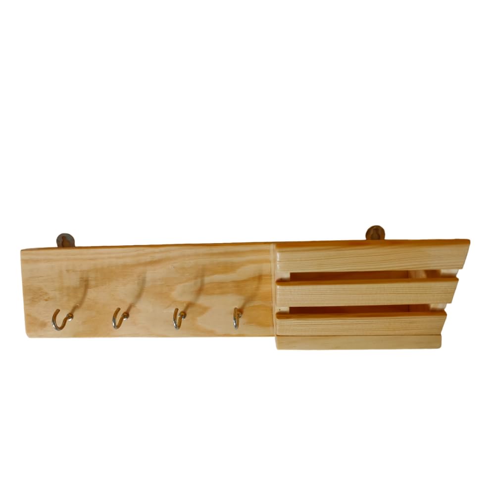 KJM Wooden Hand Crafted Key Holder | Mobile Plus Key Holder | Unique and Stylish