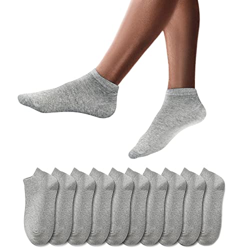 YouShow Sneaker Socken Herren Damen 10 Paar Kurze Halbsocken Quarter Baumwolle Unisex (Grau,39-42)