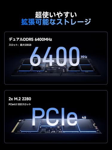 undefined MINISFORUM AI M1 Pro-285H ミニ PC、 インテル Core Ultra 9 285H、 Intel Arc 140T GPU 、OCulink ポート外付け GPU 対応、DDR5 64GB(最大 128GB)、2TB SSD、HDMI2.1、DP1.4、USB4×2 (4 画面出力)、Wi-Fi 7&2.5G LAN の商品画像 3