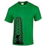 Bang Tidy Clothing Men's Downhill MTB Tyre Track Mountain Bike T Shirt Green L