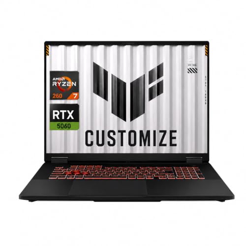 Image of PCONLINE ASUS TUF 18-Inch RTX 5060 AMD Ryzen 7 260 Gaming Copilot AI Laptop | A18 FHD+ 144Hz /3ms Display, Customized 16GB - 64GB DDR5, 1 - 4TB SSD, , RGB Backlit KB, FHD Camera, HDMI, Windows 11 Home