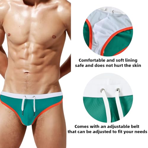 Men’s Low Rise Swim Briefs Support Pouch Quick Dry & Drawstring Beach Swimwear M L XL 2XL4