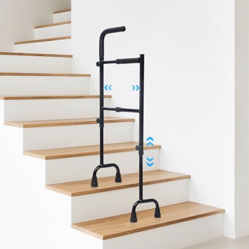 Stair Cane - Adjustable Height & Width Stair Climbing...