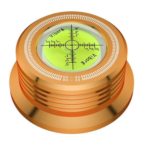 Viborg Turntable Stabilizer Phono LP Record Weight, Gold 60Hz Vinyl Record Player Clamp, 280G (9.9 OZ) HiFi 3 in 1 Turntable Level with Bubble Leveling Balanced for Record Player?LP628G?