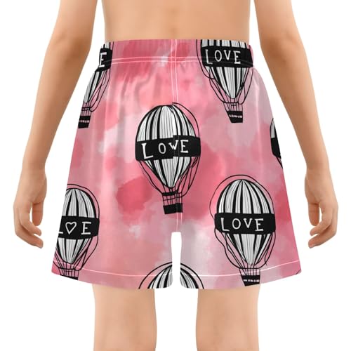 Toddler Boys Swimwear Swim Trunks with Compression Liner 4T Hot Air Balloon Love3