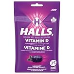 HALLS Vitamin D Elderberry Flavour Supplement Drop Lozenges, Throat Lozenges, Pack of 25 Lozenges