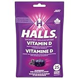 HALLS Vitamin D Elderberry Flavour Supplement Drop Lozenges, Throat Lozenges, Pack of 25 Lozenges